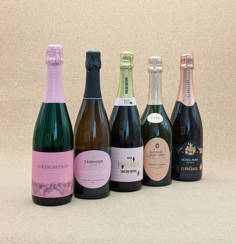 5 Flaschen Rosarot und Sprudelig