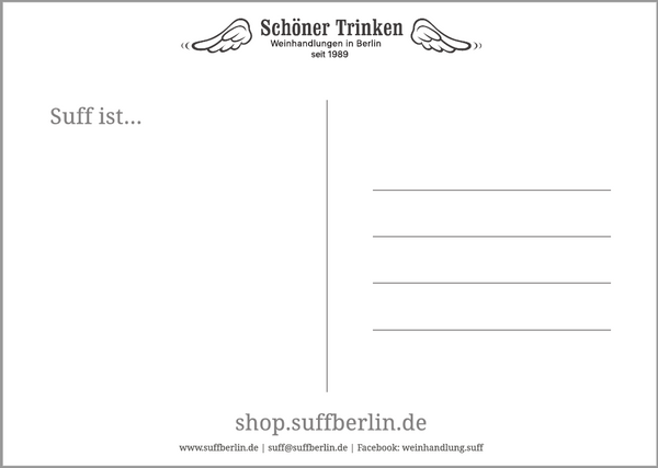 Schöner Trinken Postkarte "Suff ist Suff!" 5 Stück